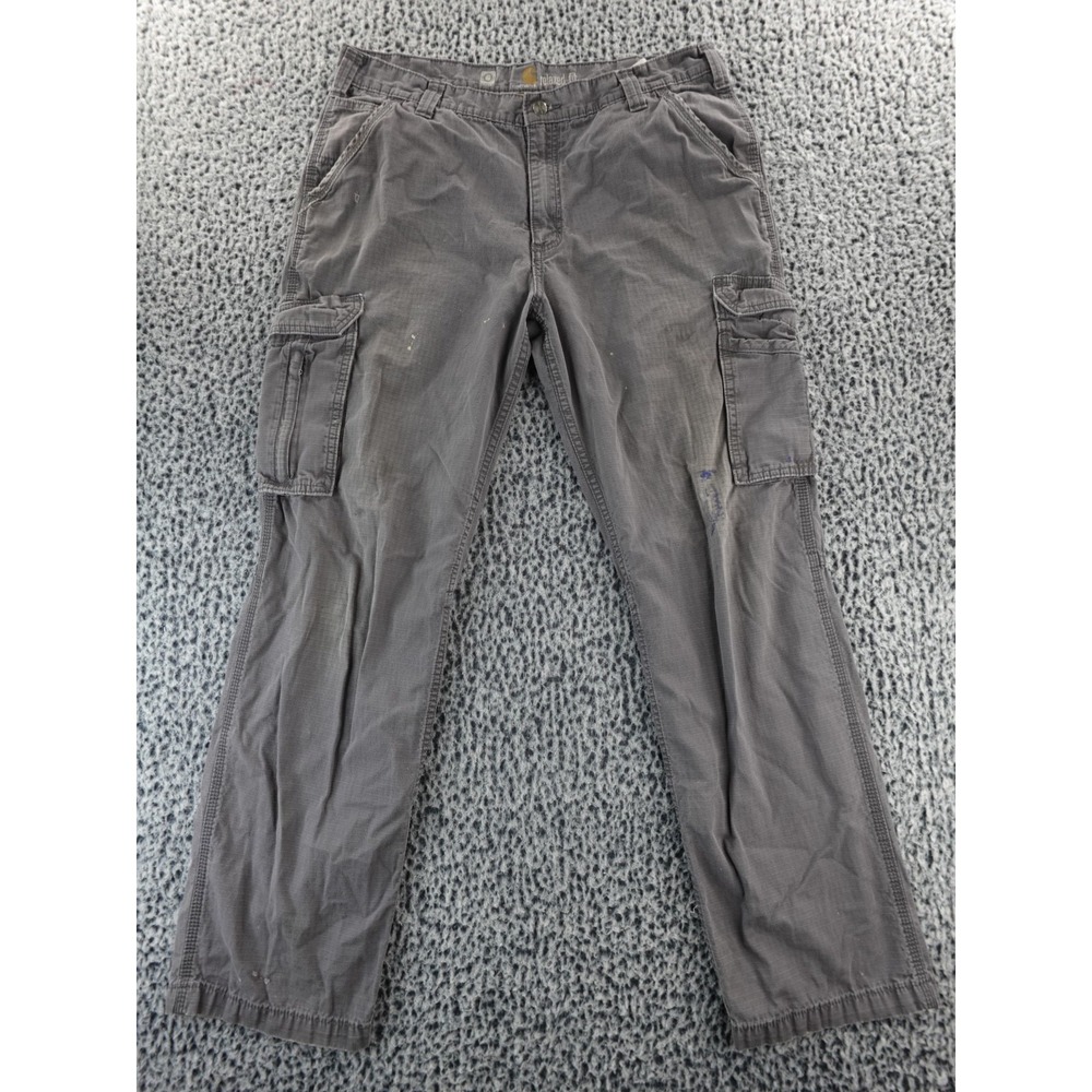 Carhartt Force Cargo Ripstop Pants Mens 38x34 Gray Relaxed Fit Work 101148 039